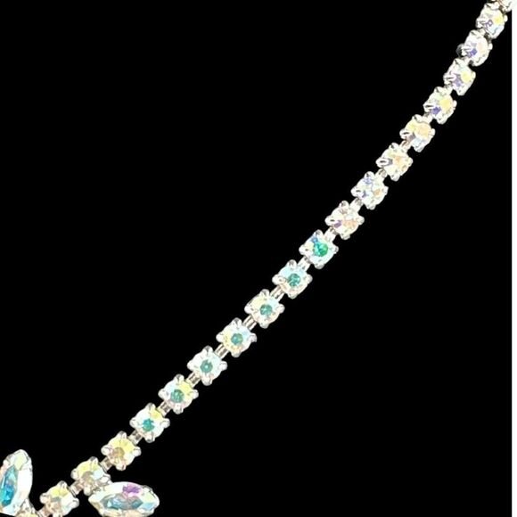 Rhinestone Colorful Floral Designs Choker Necklace Hook Clasp by David's Bridal - Picture 5 of 9